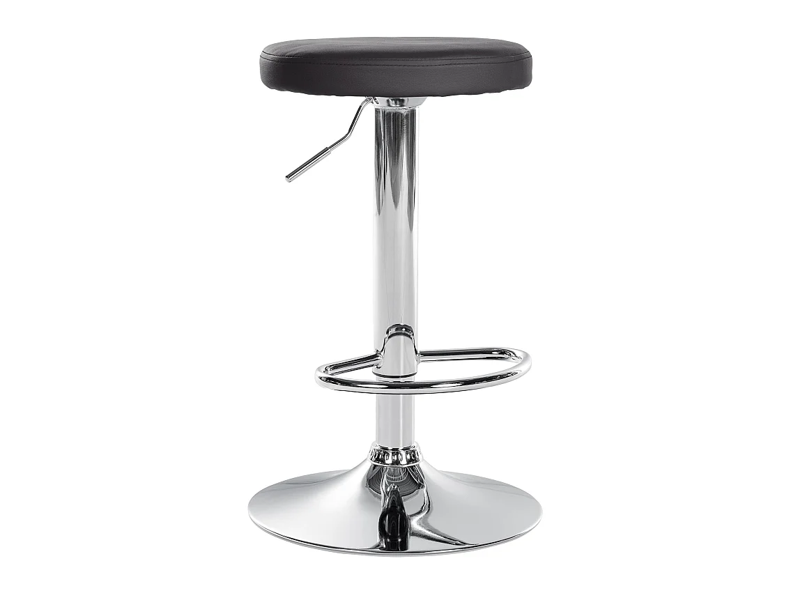 Tabouret de bar - Similicuir & Chrome - Noir - Ponte