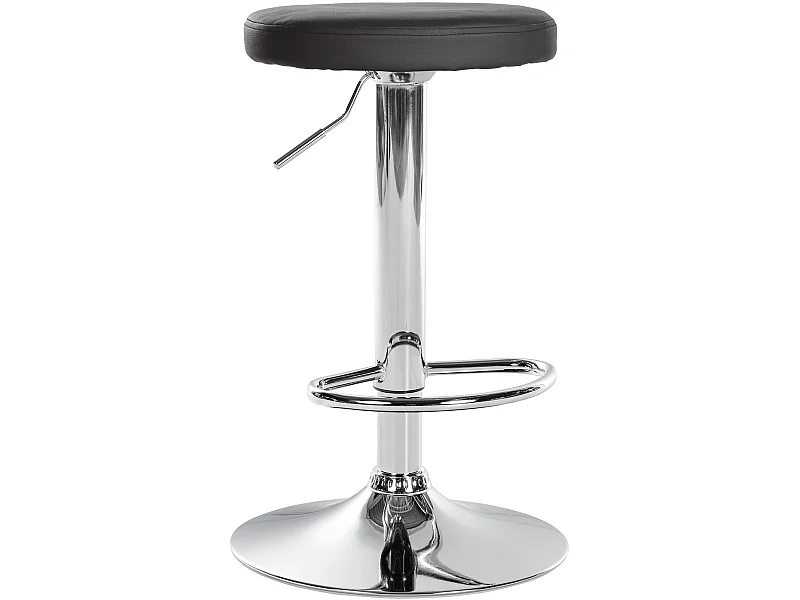 Tabouret de bar - Similicuir & Chrome - Noir - Ponte