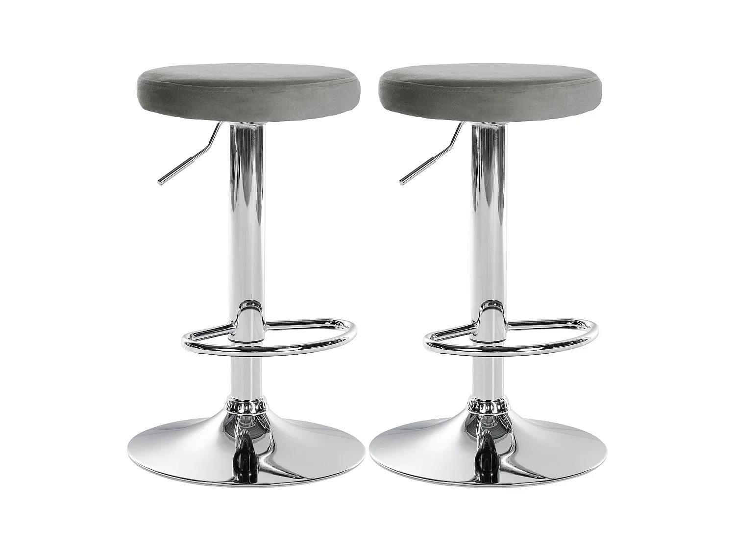 Lot de 2 Tabourets de bar - Velours & Métal - Gris - Ponte