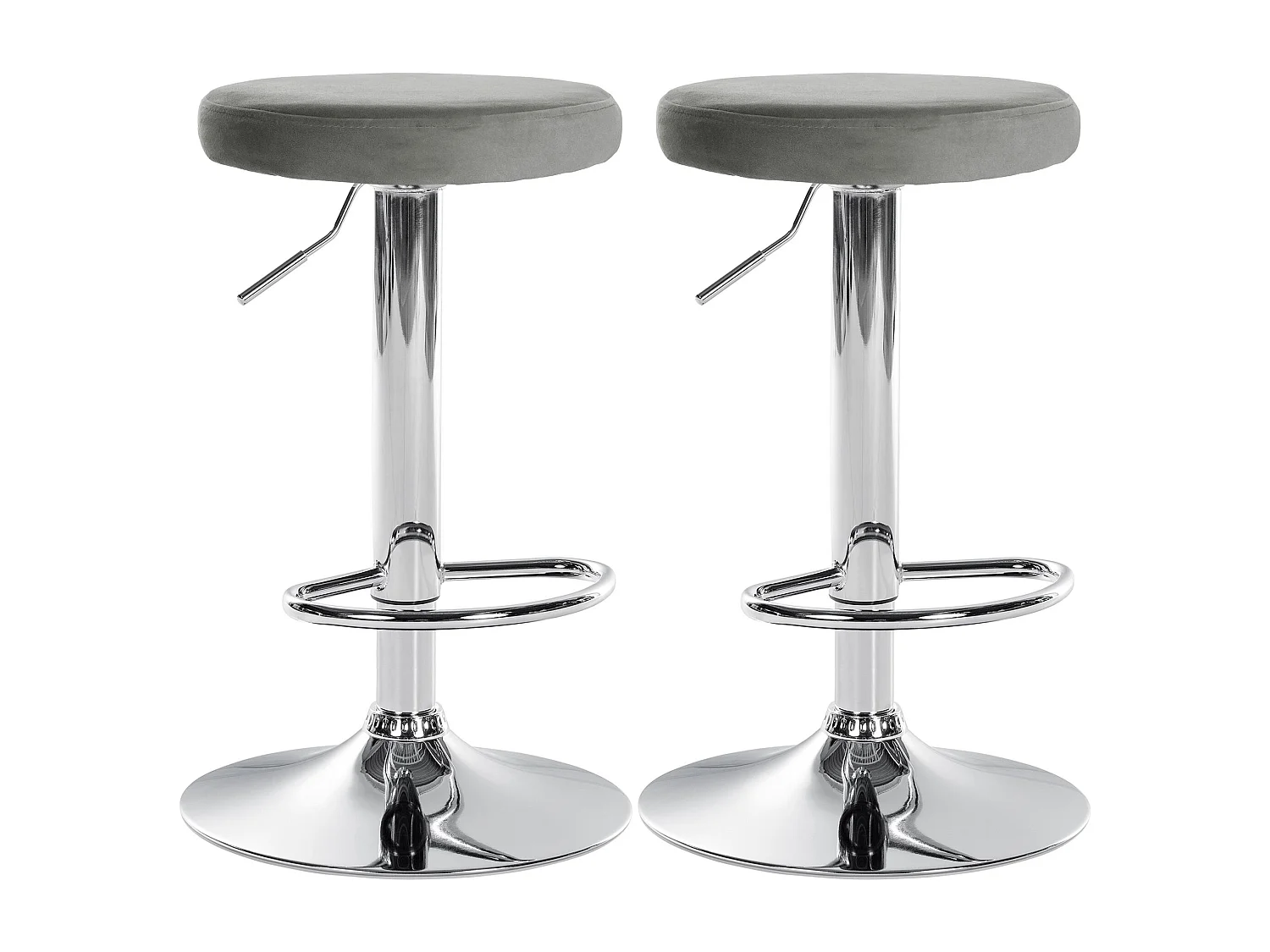 Lot de 2 Tabourets de bar - Velours & Métal - Gris - Ponte
