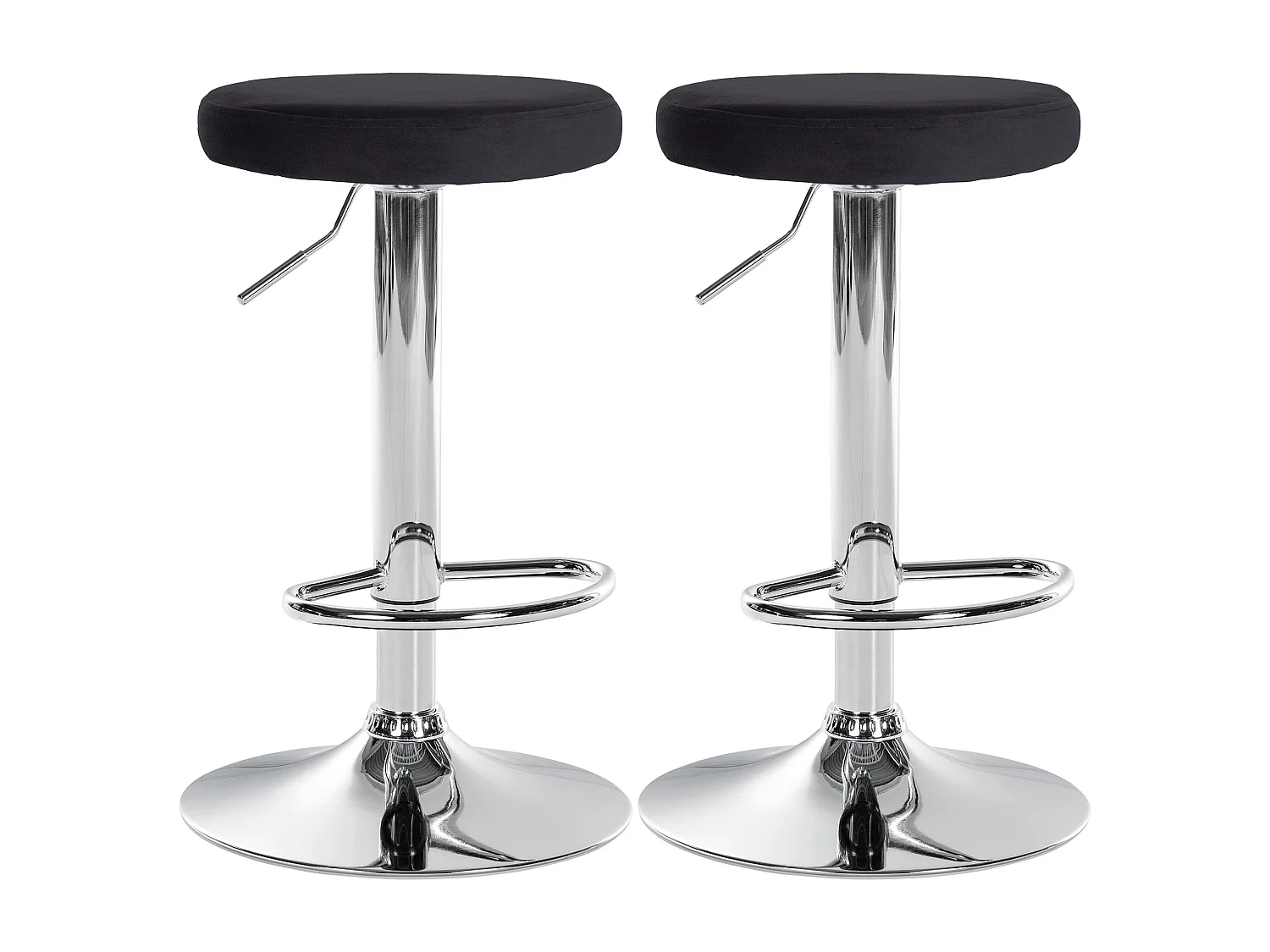 Lot de 2 Tabourets de bar - Velours & Métal - Noir - Ponte