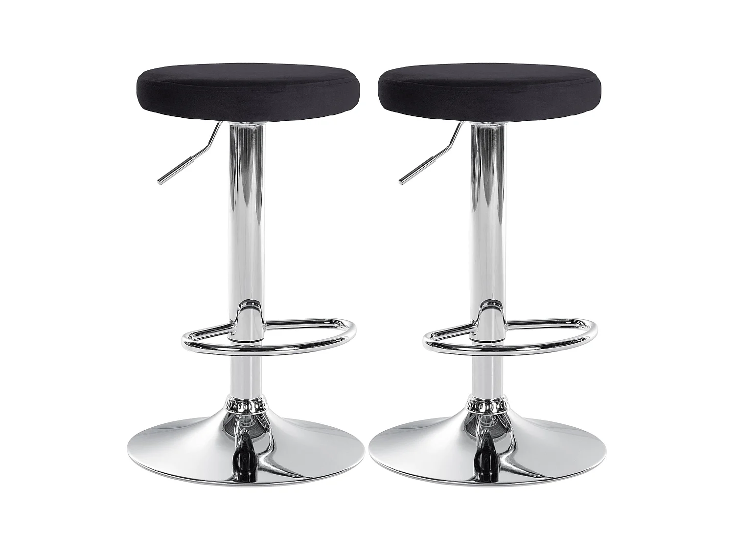 Lot de 2 Tabourets de bar - Velours & Métal - Noir - Ponte