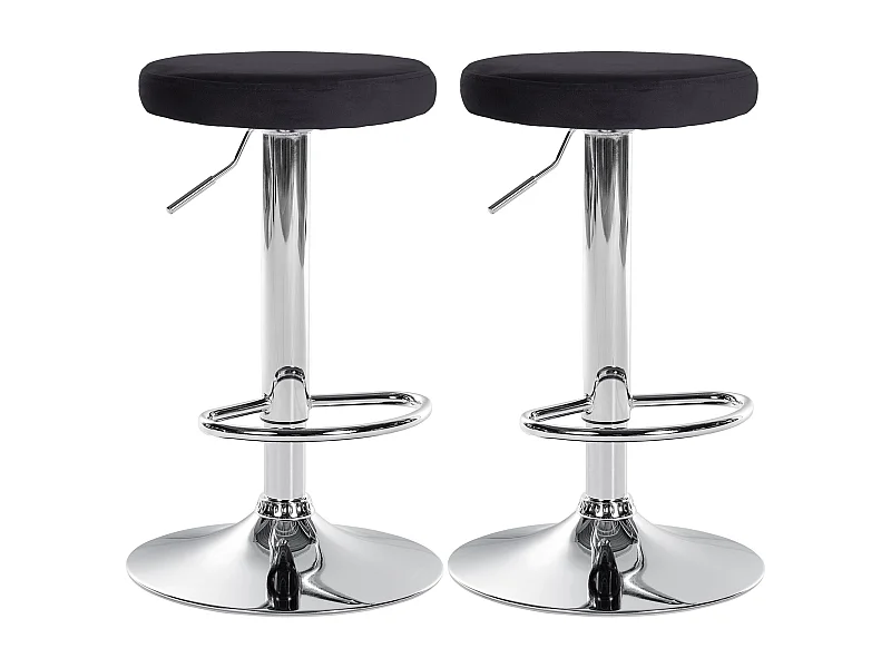 Lot de 2 Tabourets de bar - Velours & Métal - Noir - Ponte