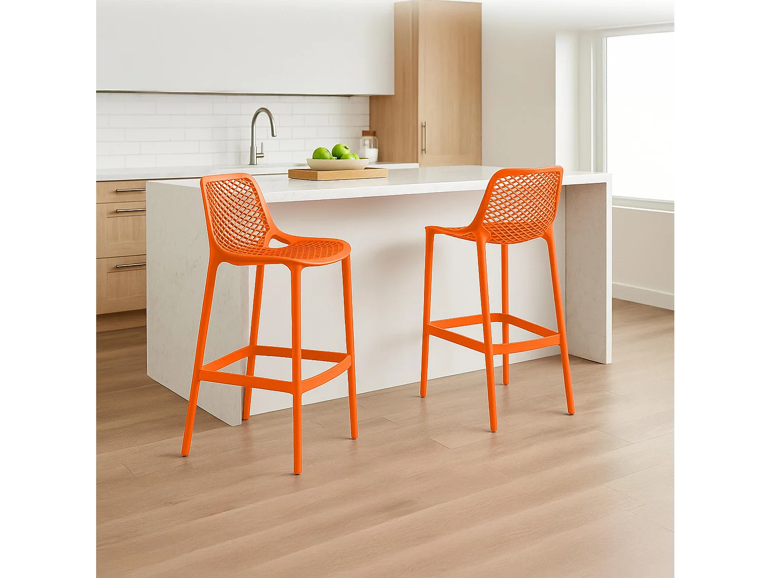 Lot de 2  Tabouret de bar - Plastique - Orange - Air