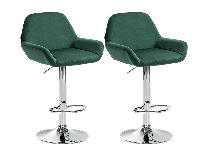Lot de 2  Tabouret de bar - Velours - Vert foncé - Braga