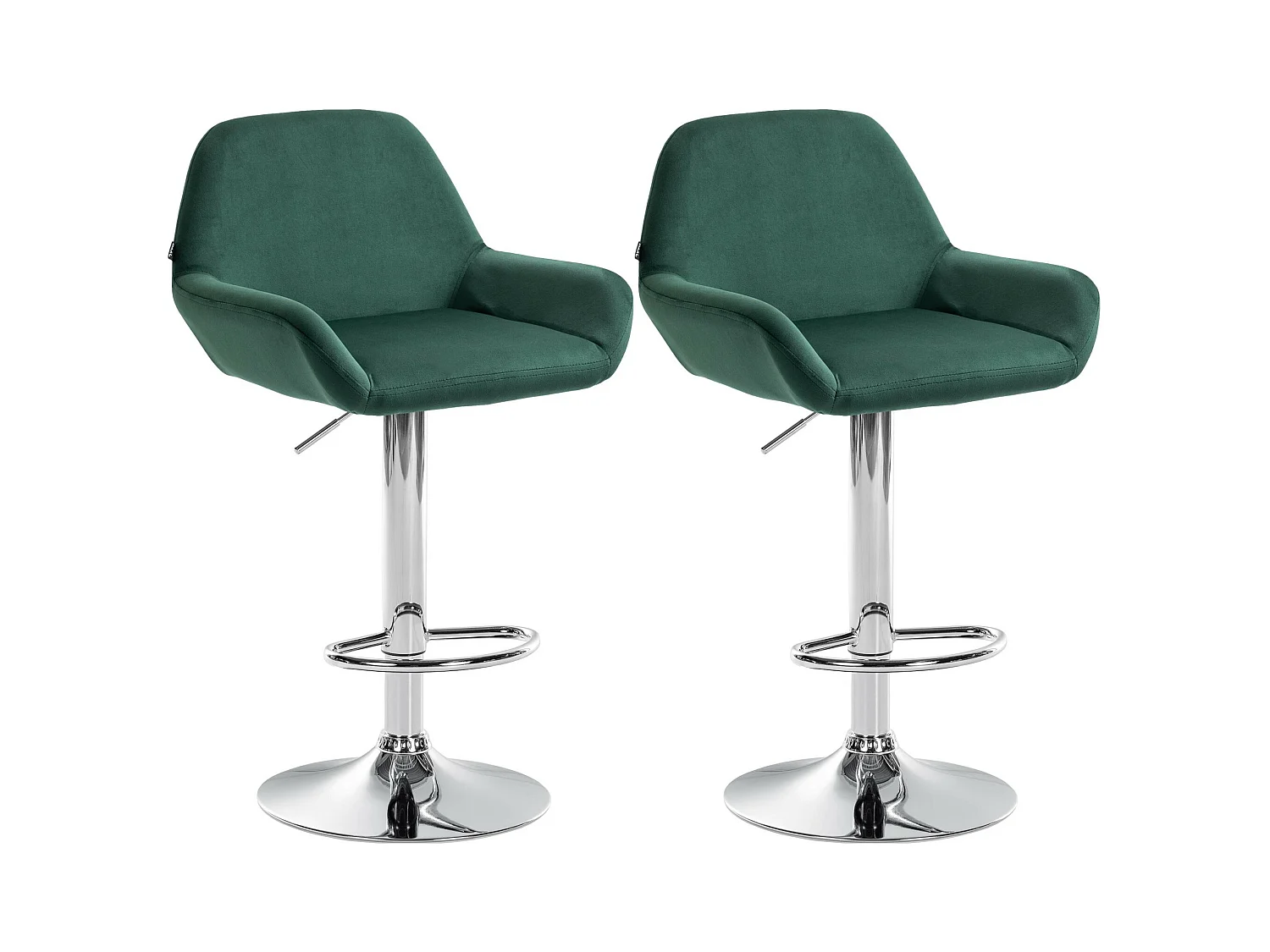 Lot de 2  Tabouret de bar - Velours - Vert foncé - Braga