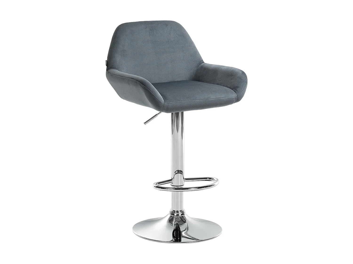 Tabouret de bar - Velours & Chrome - Gris foncé - Braga