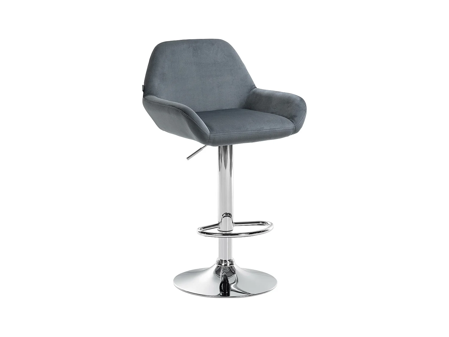 Tabouret de bar - Velours & Chrome - Gris foncé - Braga