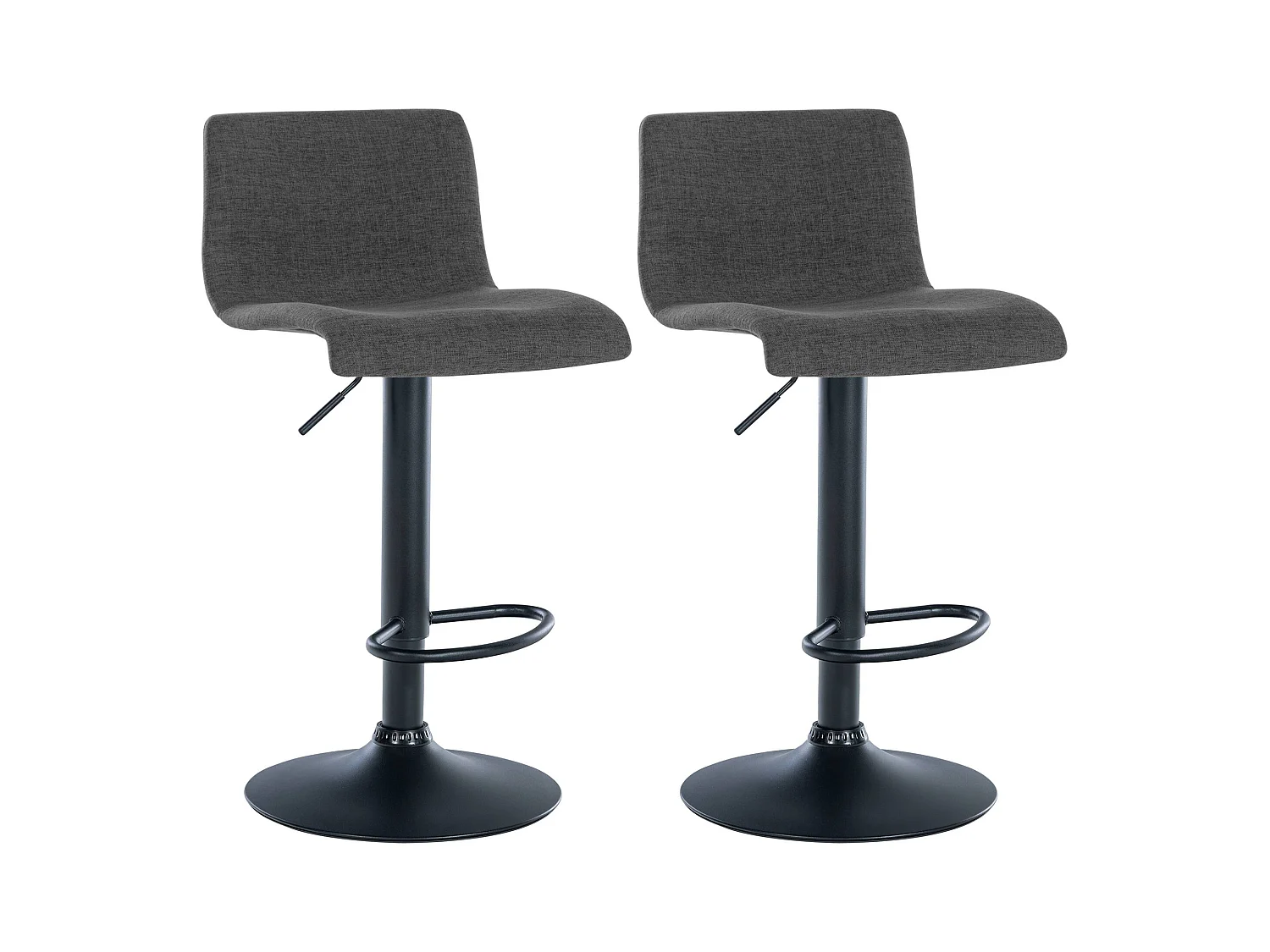 Lot de 2  Tabouret de bar - Tissu & Métal - Gris foncé - Branford