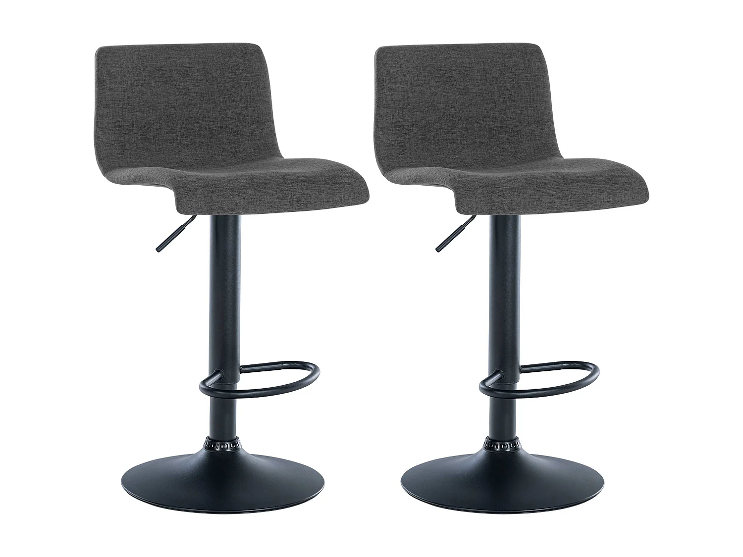 Lot de 2  Tabouret de bar - Tissu & Métal - Gris foncé - Branford
