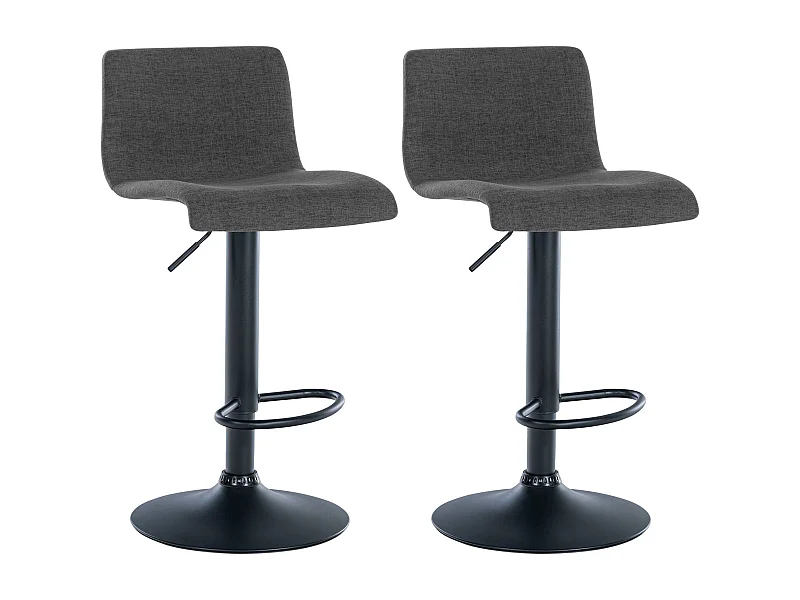 Lot de 2  Tabouret de bar - Tissu & Métal - Gris foncé - Branford