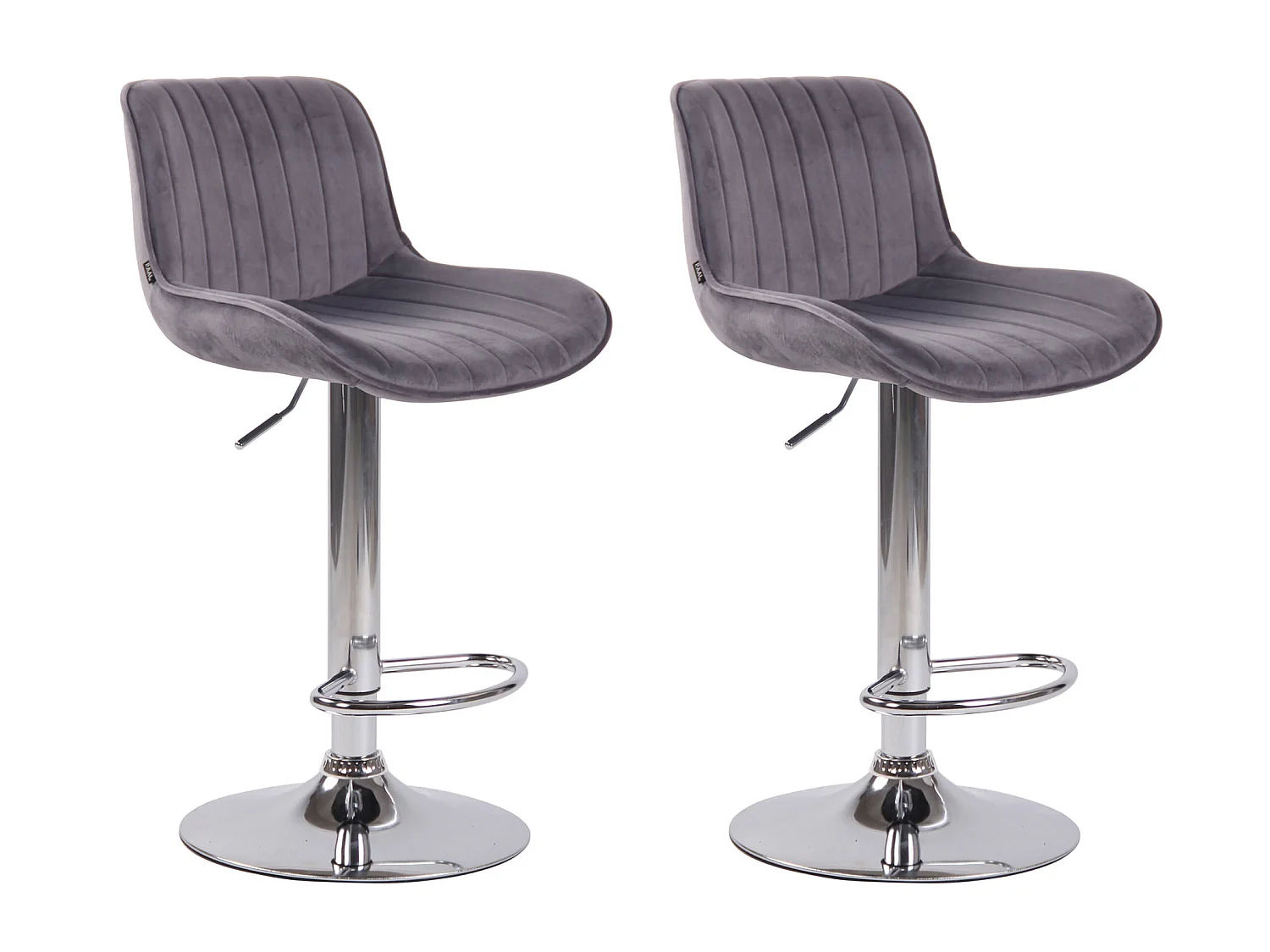 Lot de 2 Tabourets de bar - Velours & Métal - Gris foncé - Lentini