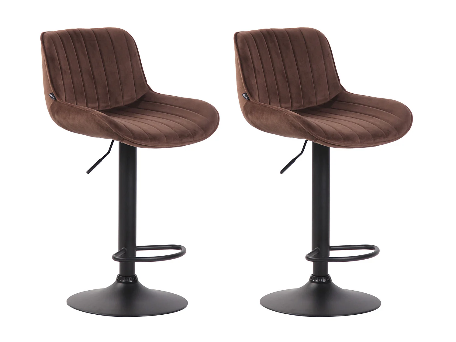 Lot de 2 Tabourets de bar - Velours & Métal - Marron - Lentini