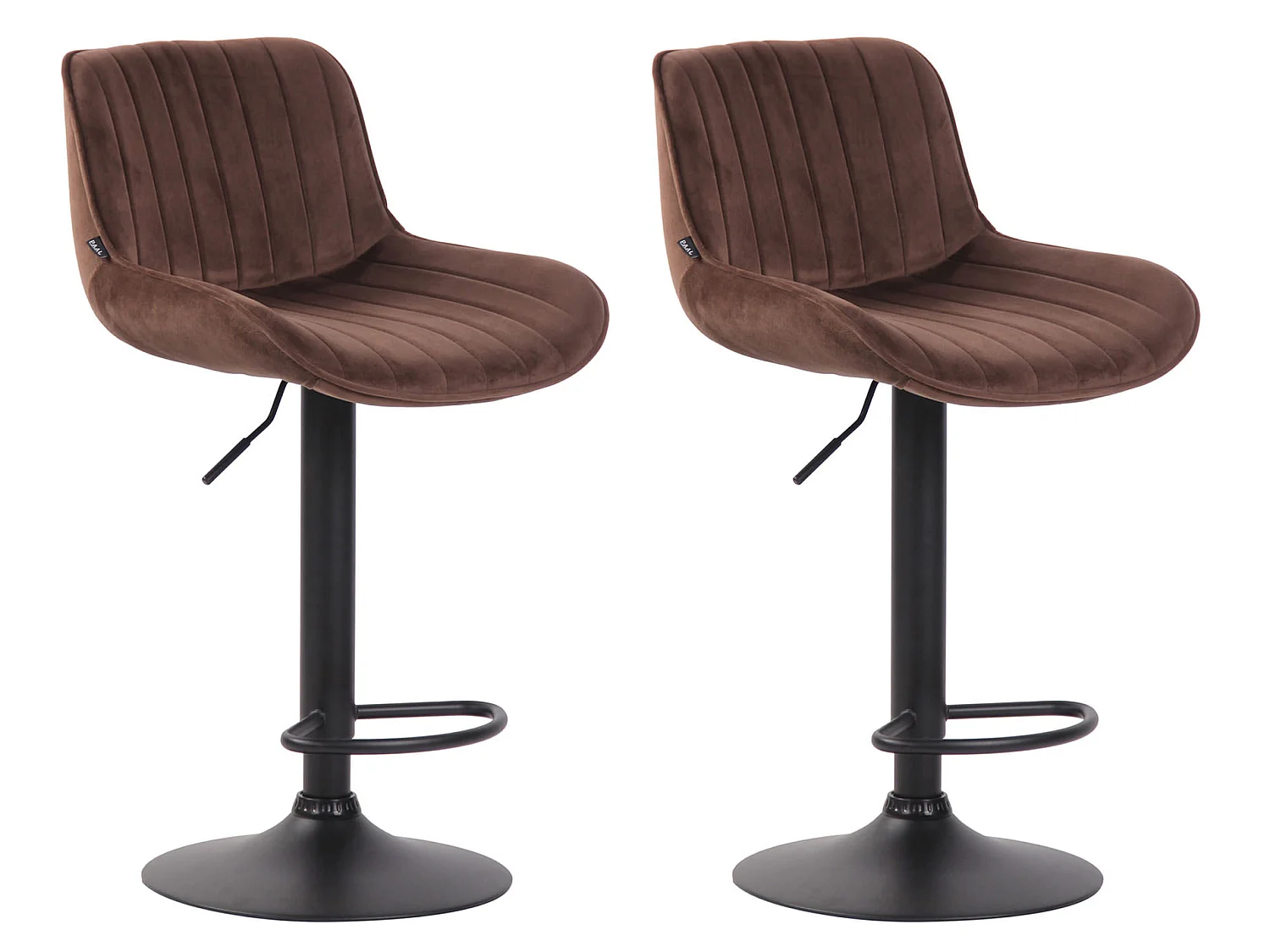 Lot de 2 Tabourets de bar - Velours & Métal - Marron - Lentini