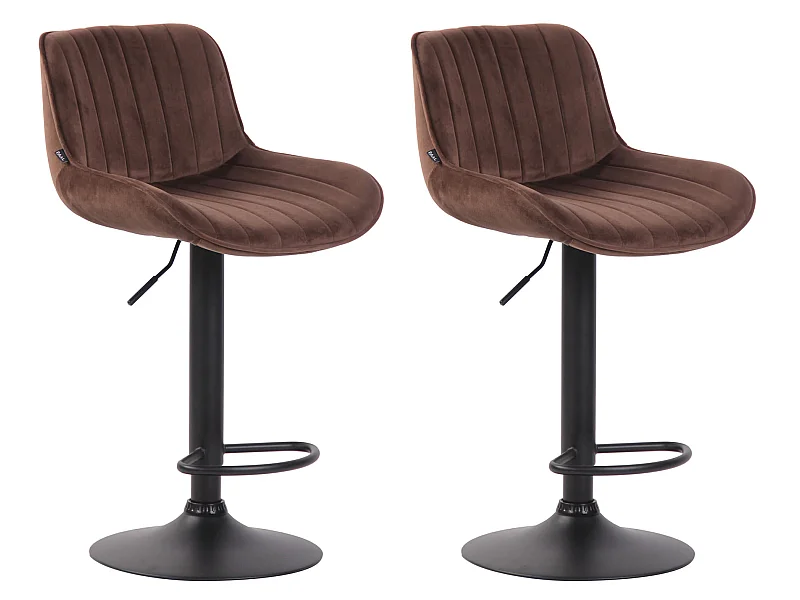 Lot de 2 Tabourets de bar - Velours & Métal - Marron - Lentini
