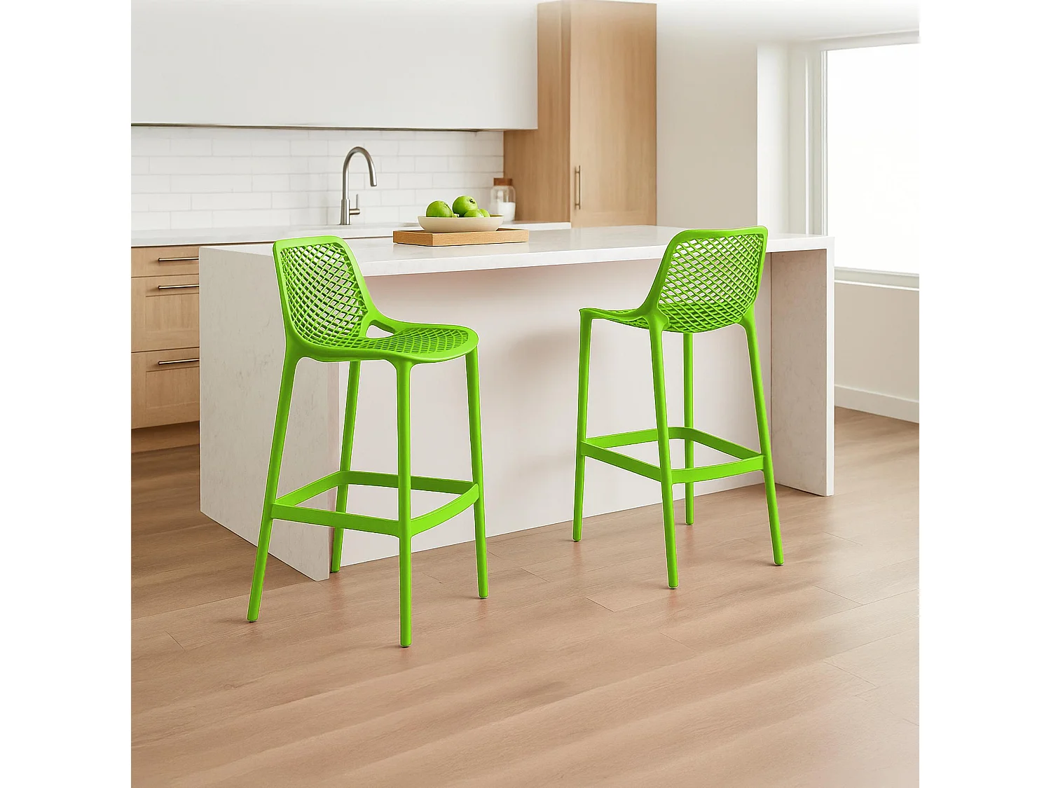 Lot de 2  Tabouret de bar - Plastique - Vert - Air