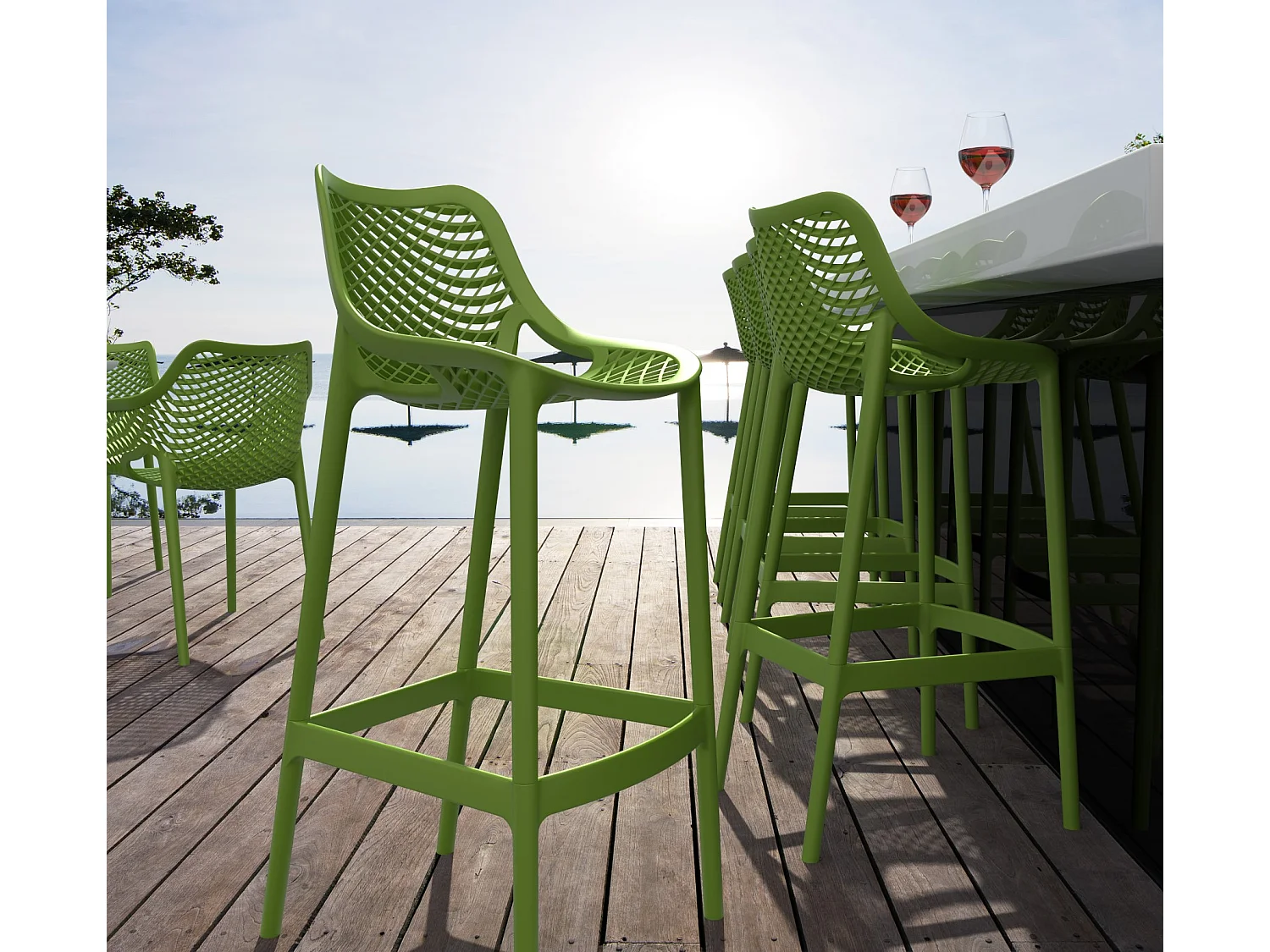 Lot de 2  Tabouret de bar - Plastique - Vert - Air