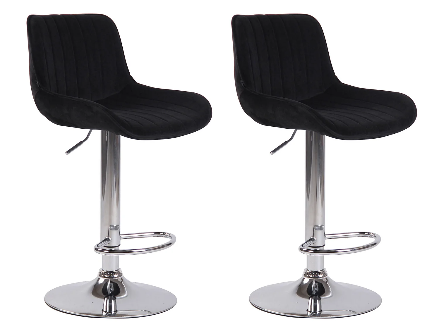 Set van 2 Barkruk - Fluweel & Metaal - zwart - Lentini