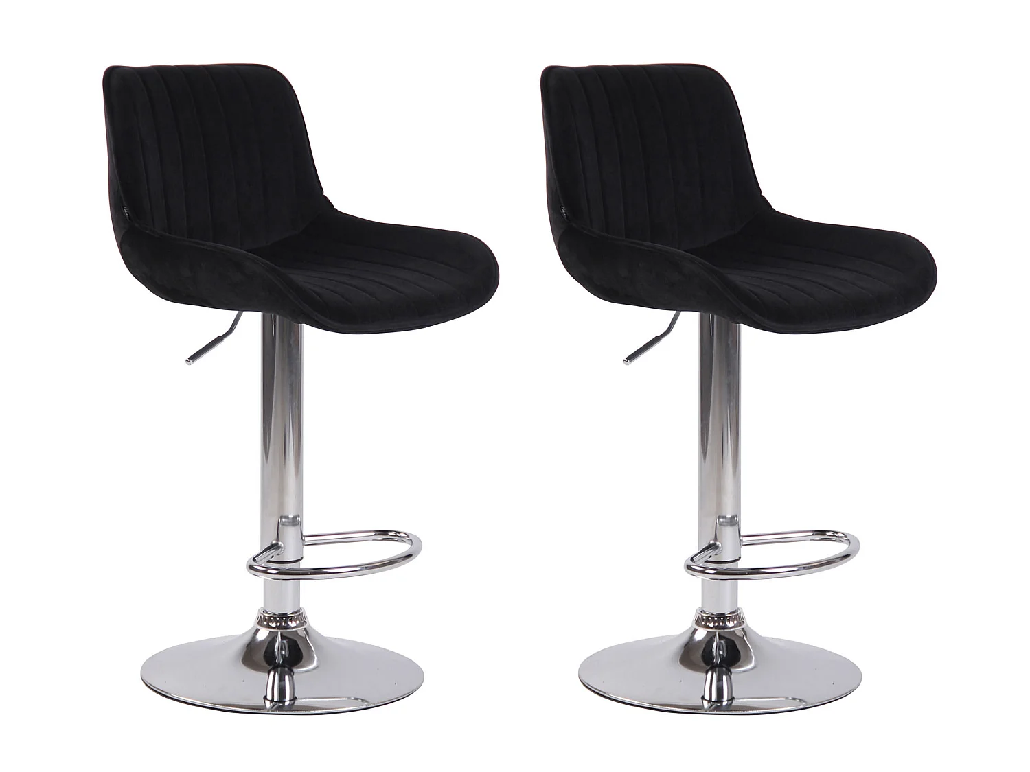 Lot de 2 Tabourets de bar - Velours & Métal - Noir - Lentini