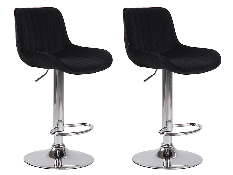 2er Set Barhocker - Samt & Metall - schwarz - Lentini
