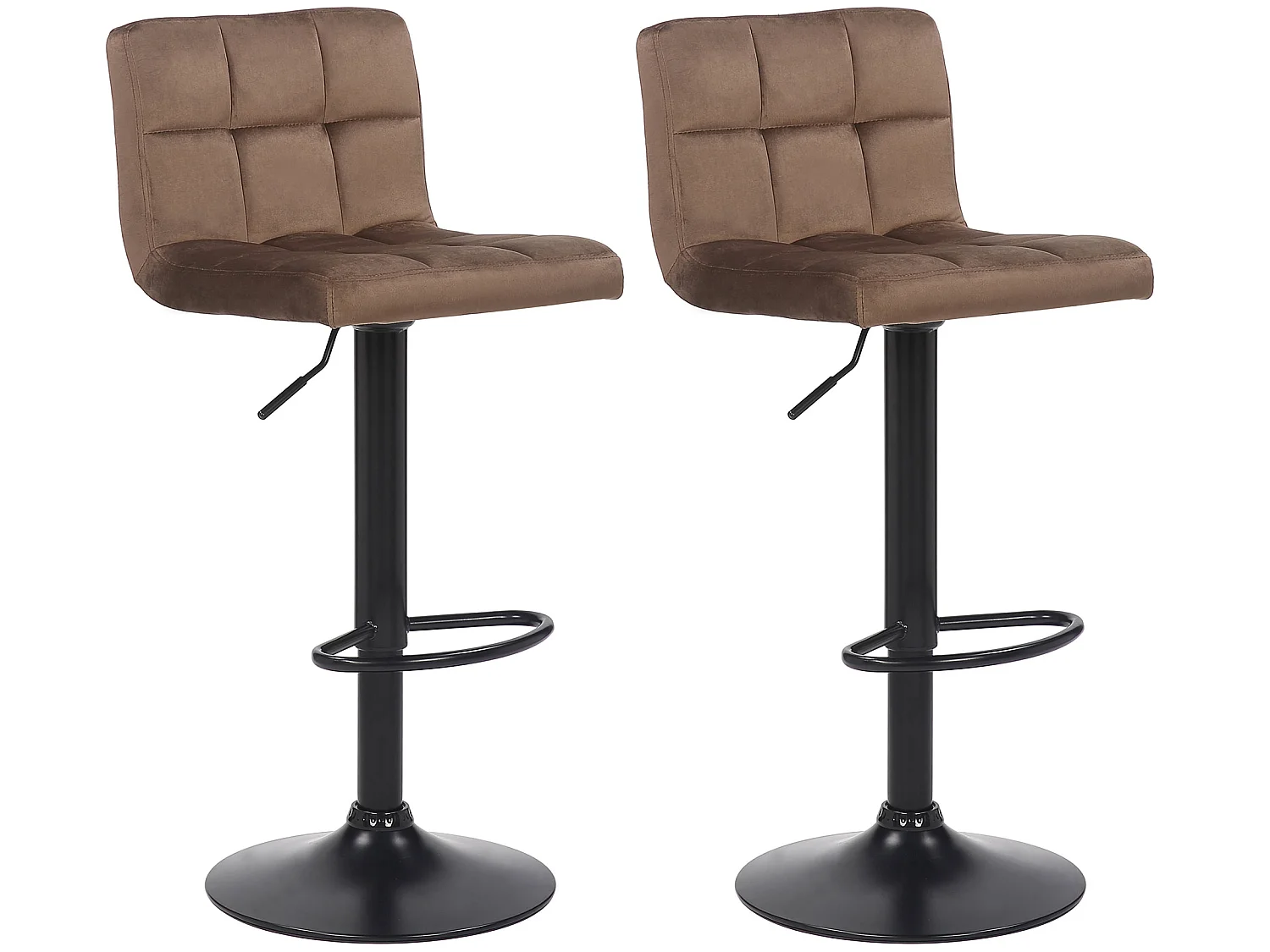 Set van 2  Barkruk - Fluweel & wit - bruin - Feni