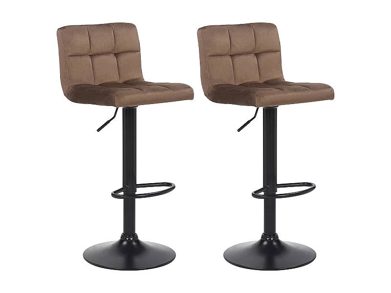 Lot de 2  Tabouret de bar - Velours - Marron - Feni