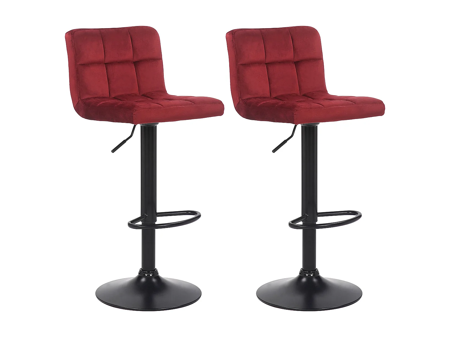 Lot de 2  Tabouret de bar - Velours - Rouge - Feni