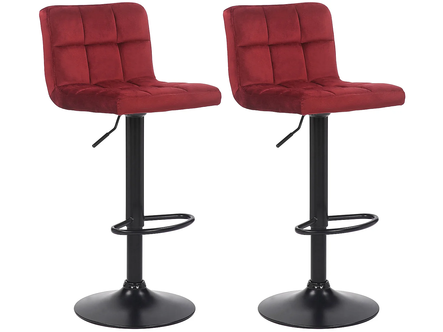 Lot de 2  Tabouret de bar - Velours & Blanc - Rouge - Feni