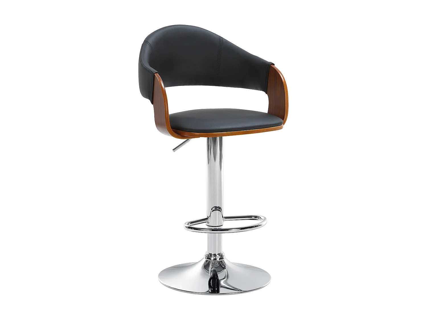 Tabouret de bar - Similicuir & Métal noir mat - Noyer / Noir - Nilse