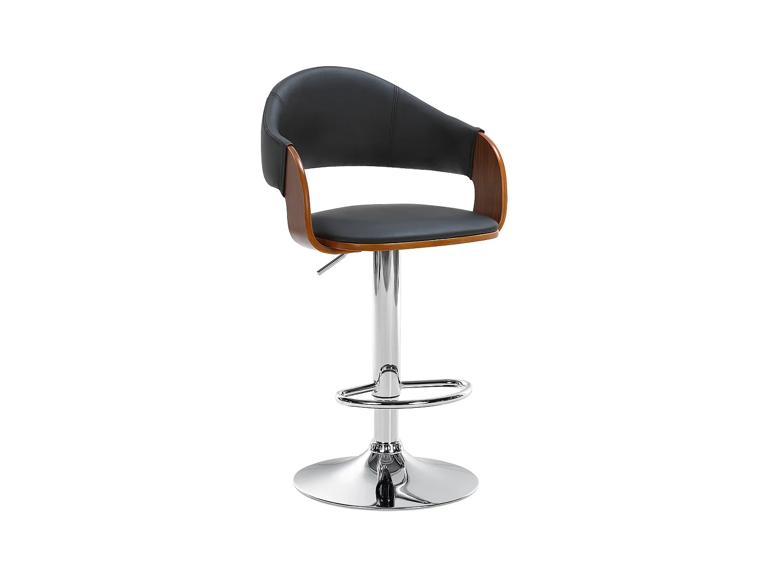 Tabouret de bar - Similicuir & Métal noir mat - Noyer / Noir - Nilse