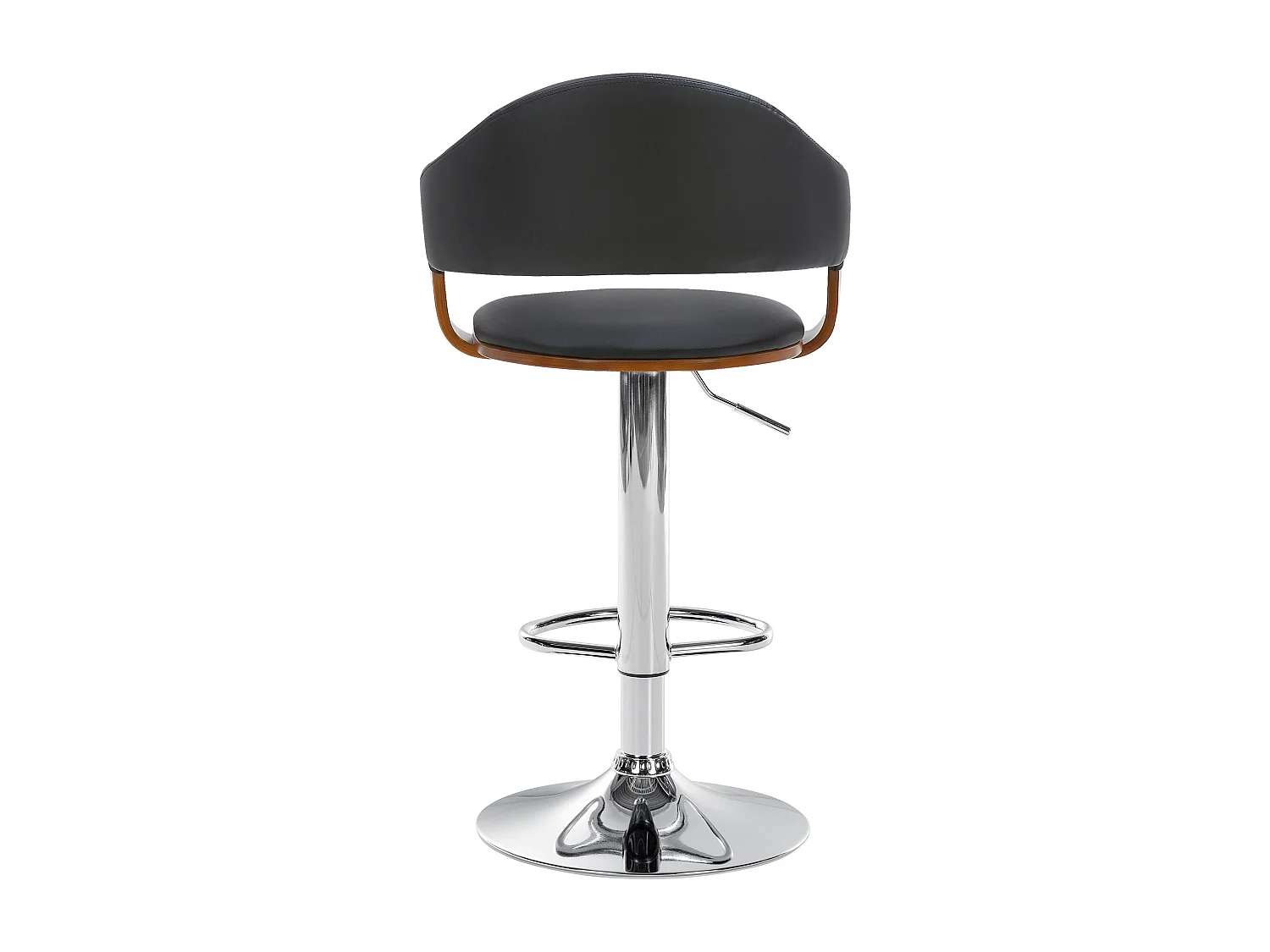 Tabouret de bar - Similicuir & Métal noir mat - Noyer / Noir - Nilse