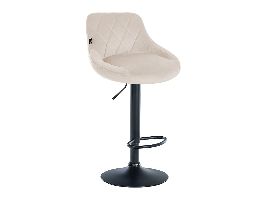 Tabouret de bar - Tissu & Noir - Crème - Lazio