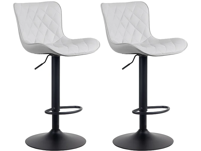 2er Set Barhocker - Kunstleder & Metall - weiß - Emma