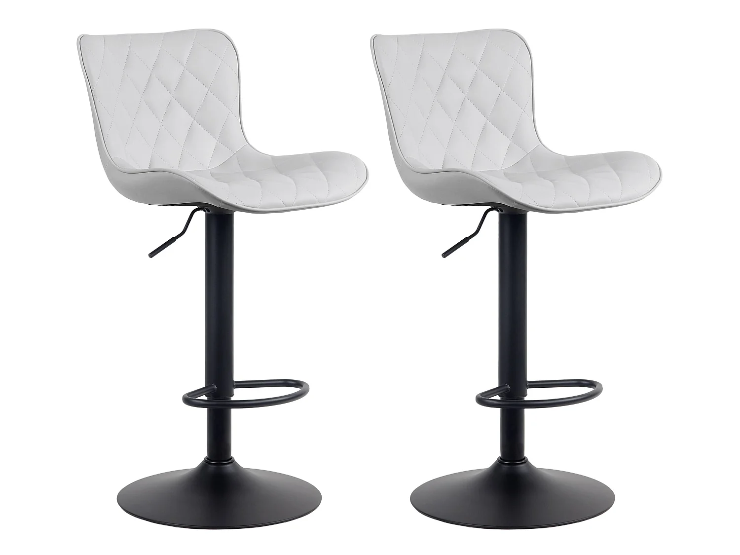 Lot de 2 Tabourets de bar - Similicuir & Métal - Blanc - Emma