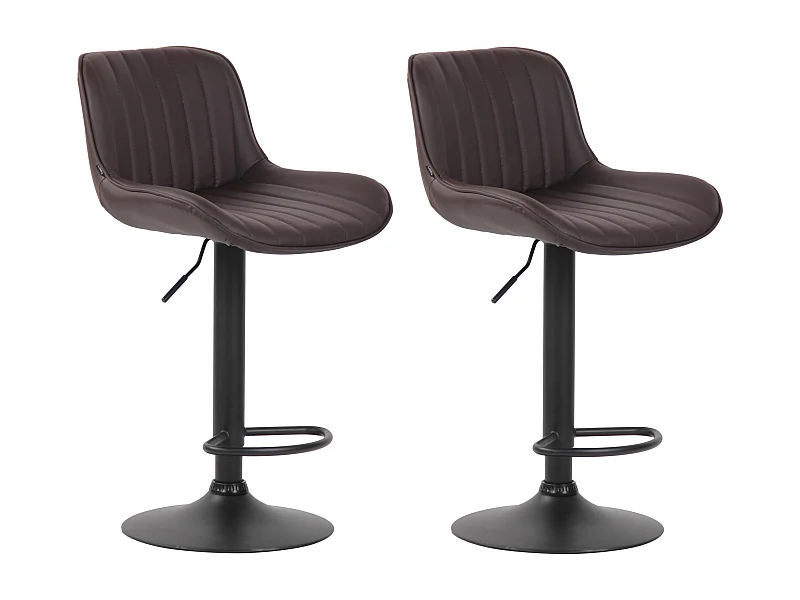 2er Set Barhocker - Kunstleder & Metall - braun - Lentini
