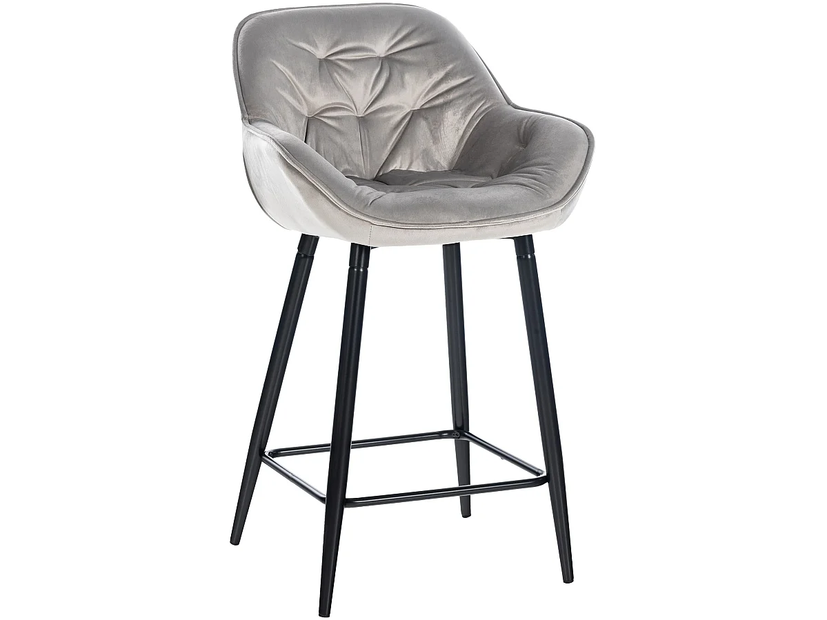 Taburete de bar -  & Metal negro mate - Gris - Gibson