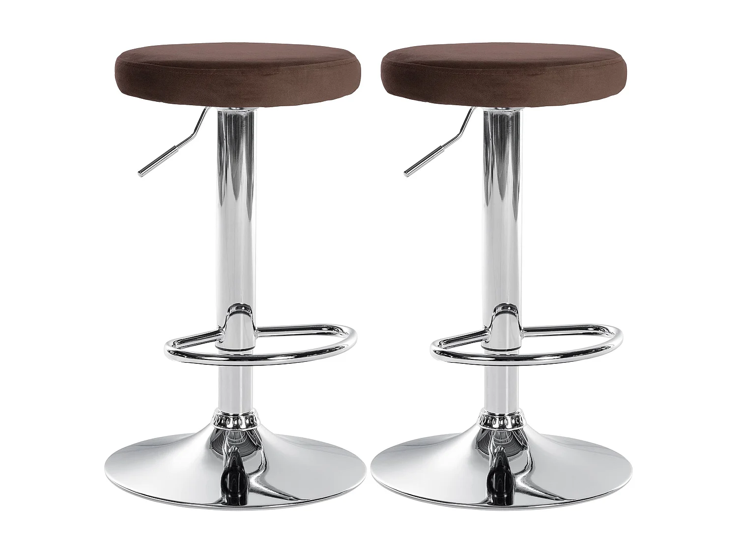 Lot de 2 Tabourets de bar - Velours & Métal - Marron - Ponte