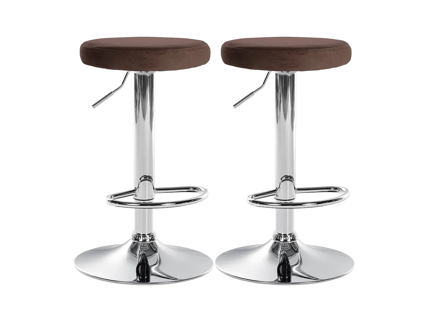 Lot de 2 Tabourets de bar - Velours & Métal - Marron - Ponte