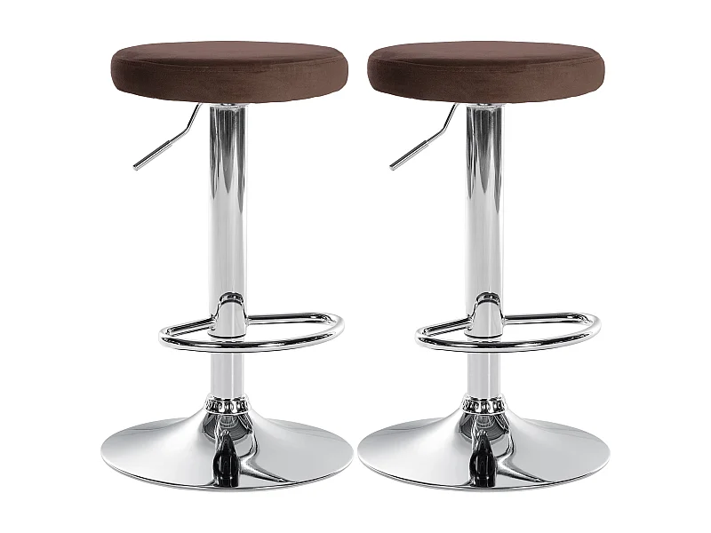 Lot de 2 Tabourets de bar - Velours & Métal - Marron - Ponte