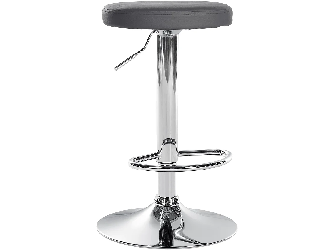Tabouret de bar - Similicuir & Chrome - Gris - Ponte
