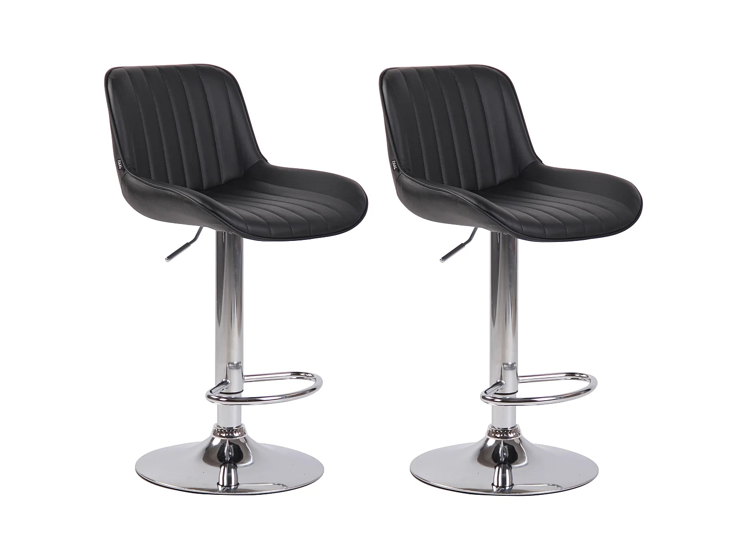 Lot de 2 Tabourets de bar - Similicuir & Métal - Noir - Lentini