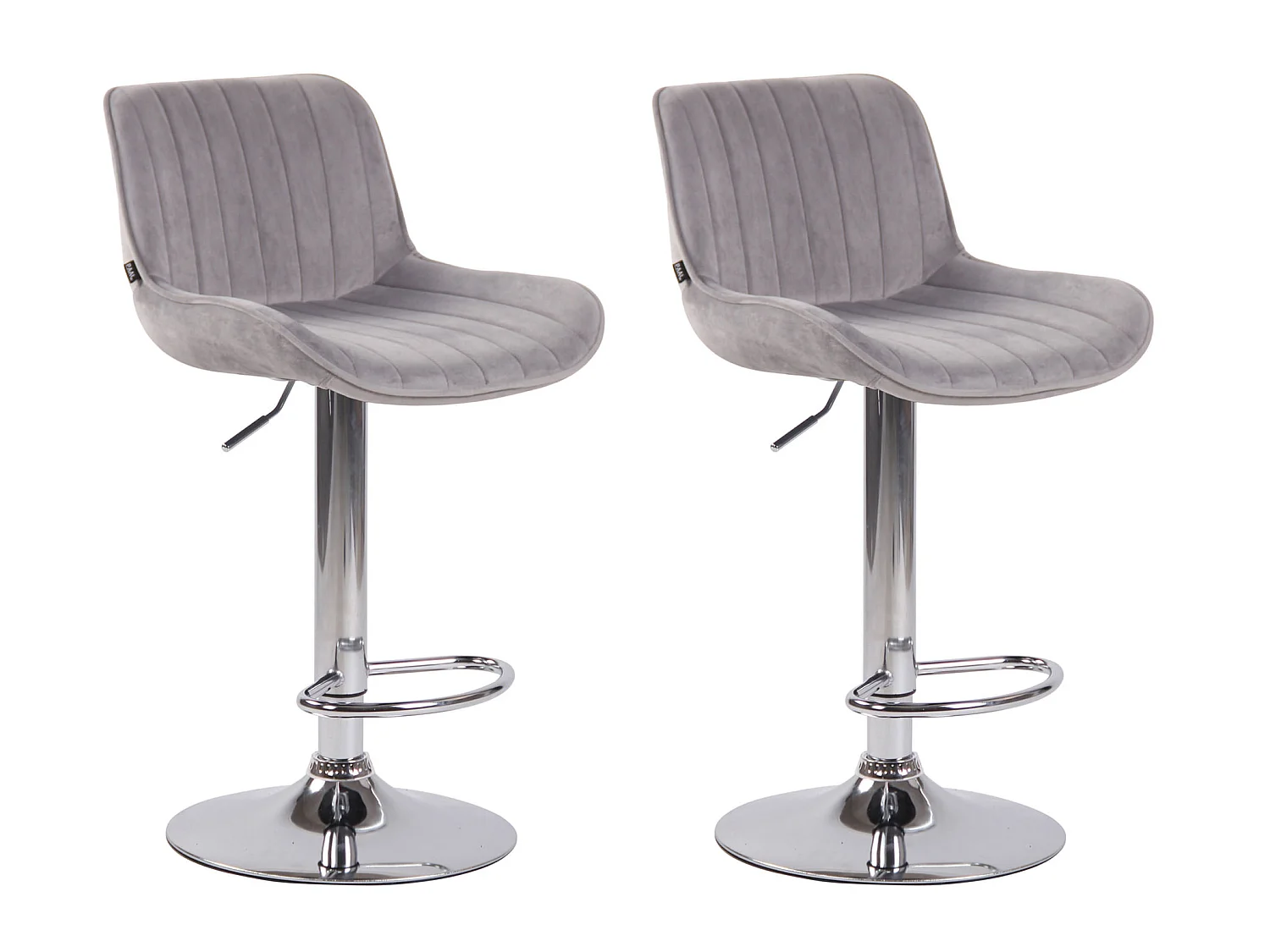 Lot de 2 Tabourets de bar - Velours & Métal - Gris - Lentini