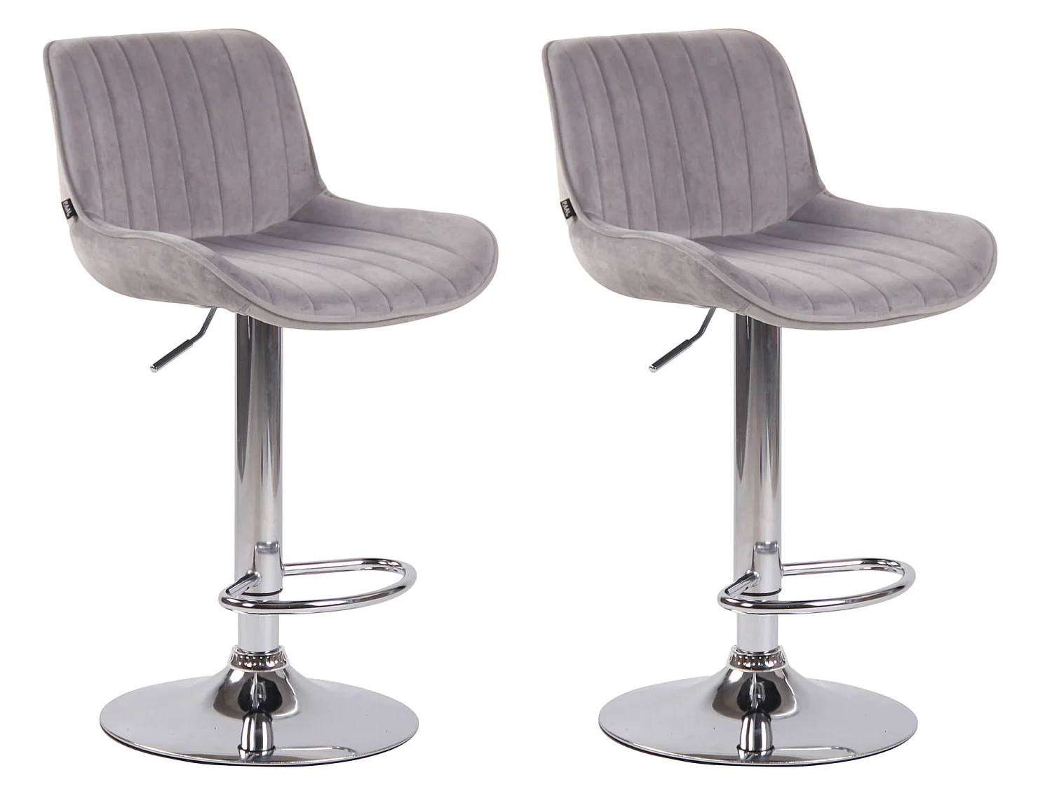 Lot de 2 Tabourets de bar - Velours & Métal - Gris - Lentini