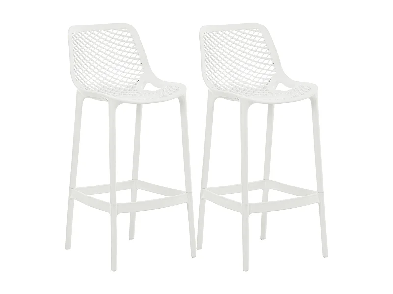 Lot de 2  Tabouret de bar - Plastique - Blanc - Air