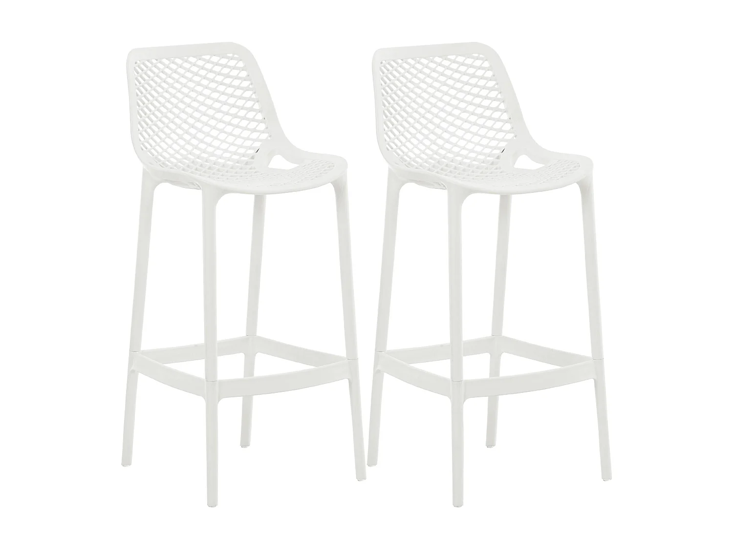Lot de 2  Tabouret de bar - Plastique - Blanc - Air
