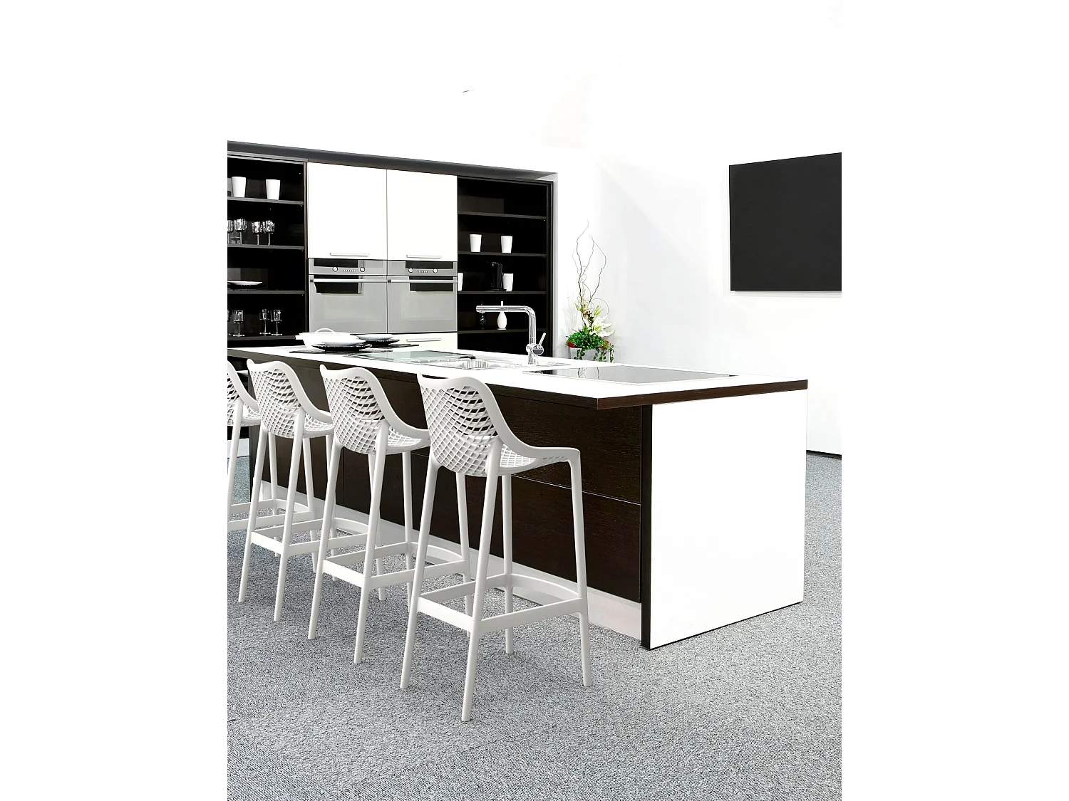 Lot de 2  Tabouret de bar - Plastique - Blanc - Air