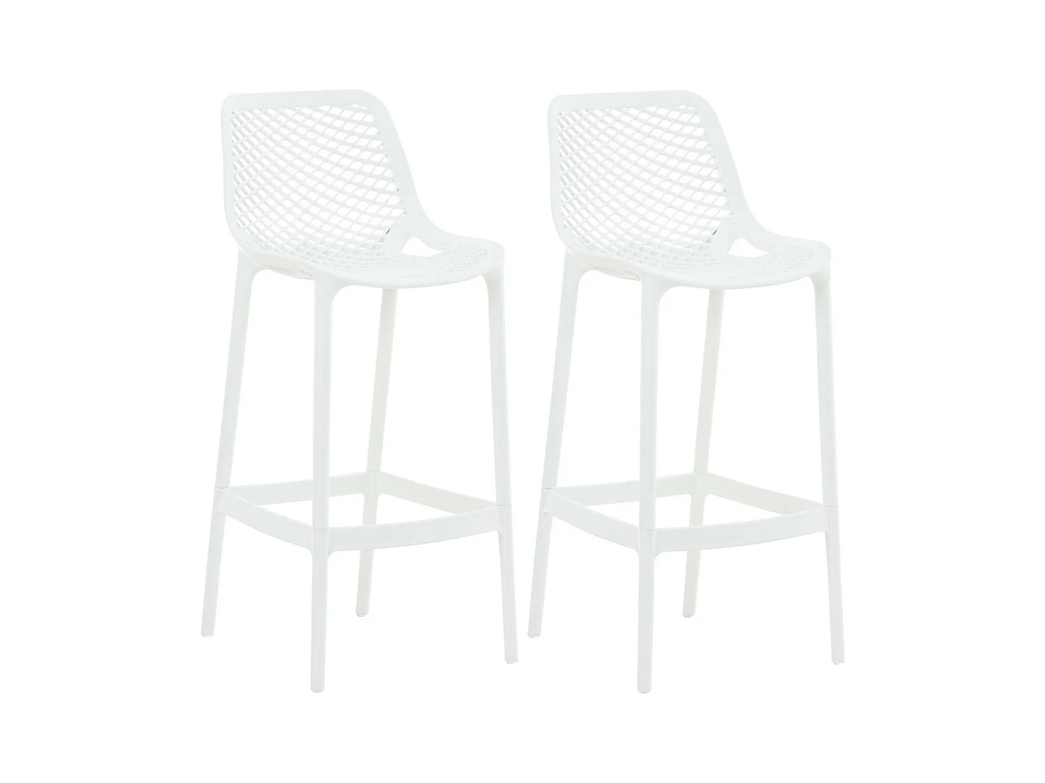 Lot de 2  Tabouret de bar - Plastique - Blanc - Air