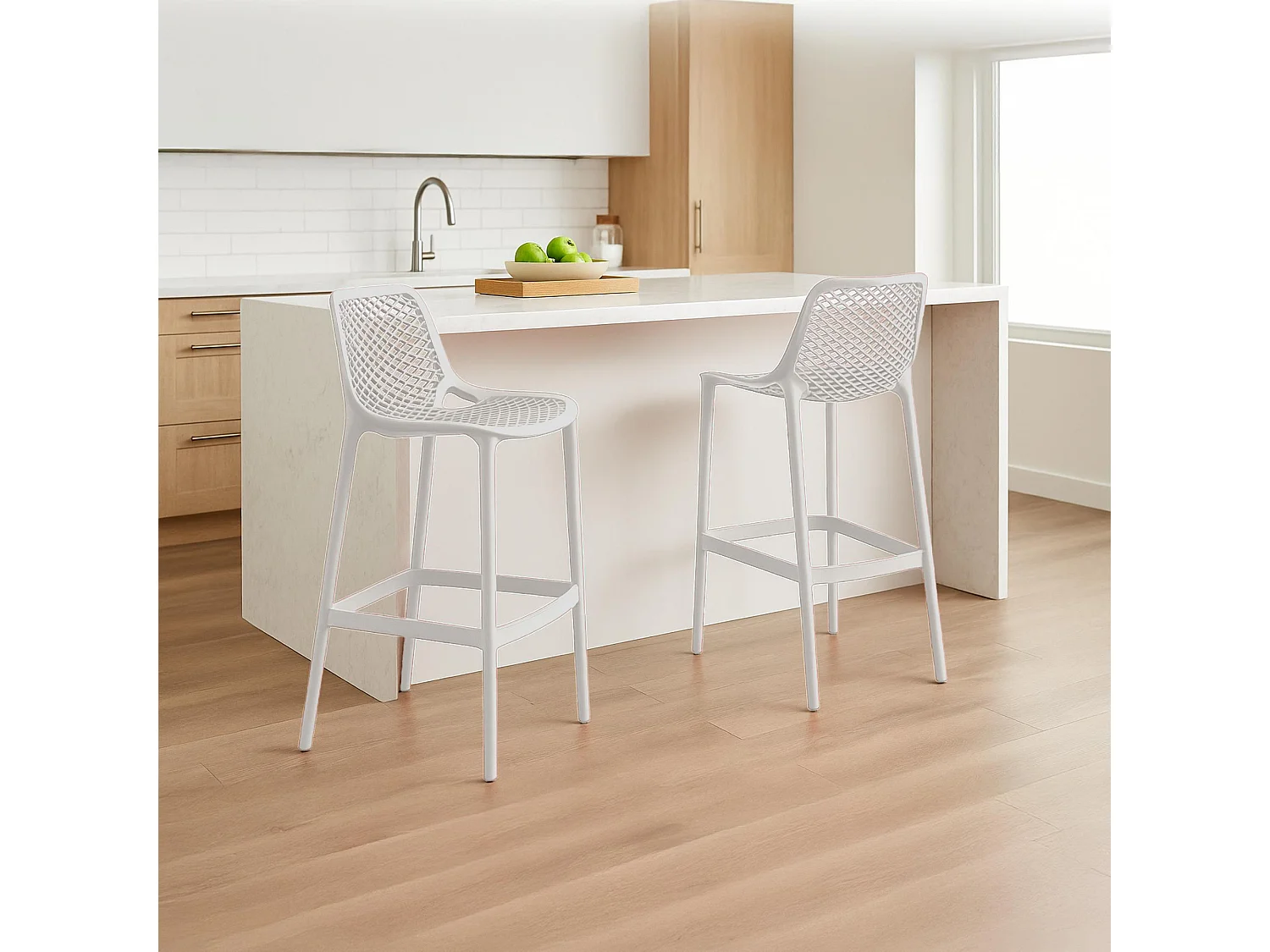 Lot de 2  Tabouret de bar - Plastique - Blanc - Air