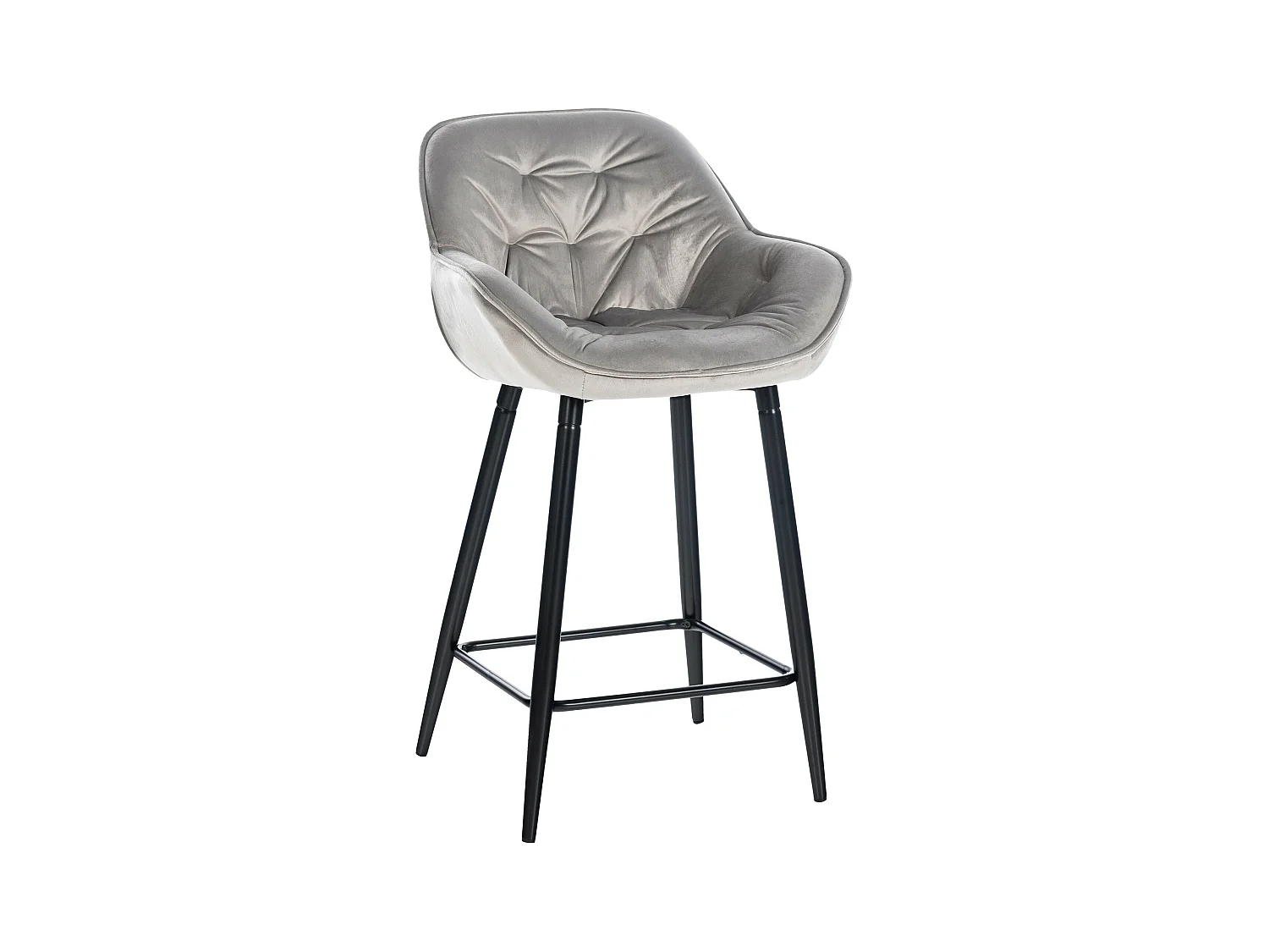 Tabourets de bar - Velours & Métal - Gris - Gibson 76