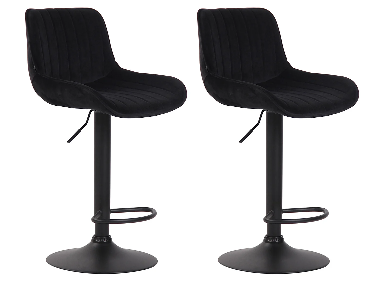 Lot de 2 Tabourets de bar - Velours & Métal - Noir - Lentini